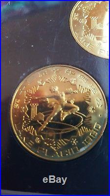 1980 CHINA Lake Placid WINTER OLYMPICS GAMES 4 BRASS YUAN PROOF COINS