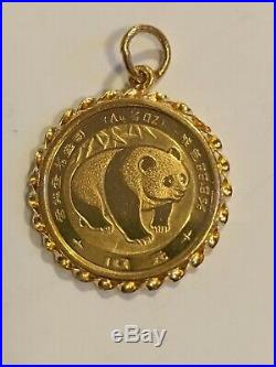 1/10 oz gold Panda Coin 1983 Set In 24k Bezel Weight 4.27 Grams