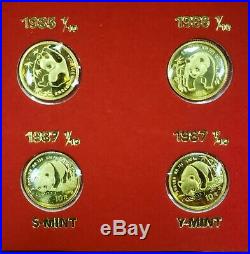 1/10oz Gold Panda 7-Coin Prestige Set 1982 1983 1984 1985 1986 1987-s 1987-y