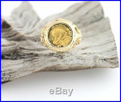 1/20 Oz Panda Coin 1999 China 5 Yuan Set in 14K Gold Ring Fine. 999 Size 9 Band