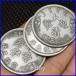 1.73in Rare China Ancient silver coin statue set 44mm 30g 100pcs t29