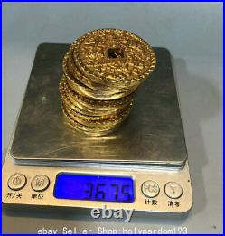 1.8 Important Ancient 19th Century Chinese Bronze Gilt 12 Coin Copper cash Set