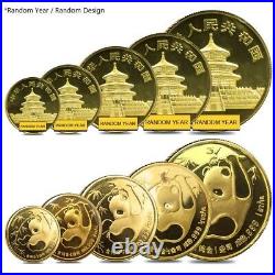 1.9 oz Chinese Gold Panda 5-Coin Set BU (Random Year, Sealed)