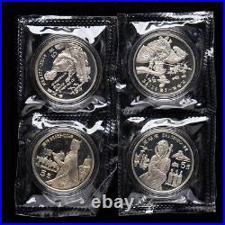 1 Set 4 Pcs 1992 China Historical Figures 5 Yuan 22g Silver Coin