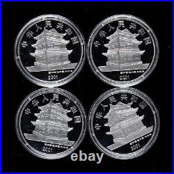 1 Set 4PCS 2001 China Peking Opera Art Commemorative 10Yuan 1oz Silver Coin