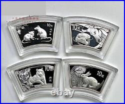 12PCS set China 2000-2011 10YUAN Silver Coin Zodiac fan-shaped Silver Coin 1oz