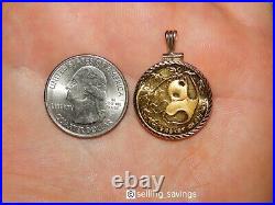 14k 24k 999 1/4 Ounce Chinese Panda Diamond Cut Bezel Set Coin Necklace Pendant