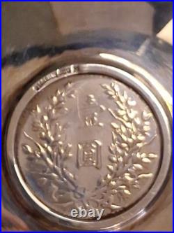 1914 (Year 3) 1 Yuan Shih-Kai Fat Man Dollar -Set in Vintage Uyeda Silver Bowl