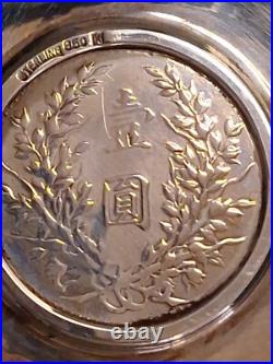 1914 (Year 3) 1 Yuan Shih-Kai Fat Man Dollar -Set in Vintage Uyeda Silver Bowl