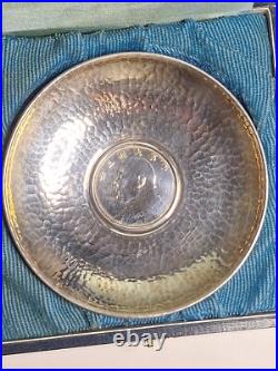 1914 (Year 3) 1 Yuan Shih-Kai Fat Man Dollar -Set in Vintage Uyeda Silver Bowl