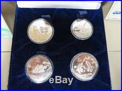 1980 CHINA LAKE PLACID 4 COIN PROOF SILVER OLYMPIC SET With ORIG. BOX & COA