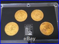1980 CHINA Lake Placid WINTER OLYMPICS GAMES 4 BRASS YUAN PROOF COINS SET