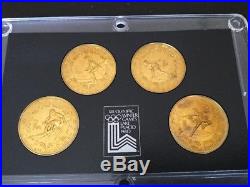 1980 CHINA Lake Placid WINTER OLYMPICS GAMES 4 BRASS YUAN PROOF COINS SET