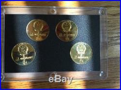1980 CHINA Lake Placid WINTER OLYMPICS GAMES 4 BRASS YUAN PROOF COINS SET-(1)