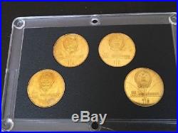 1980 CHINA Lake Placid WINTER OLYMPICS GAMES 4 BRASS YUAN PROOF COINS SET-(2)