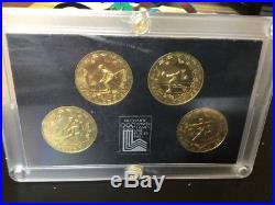 1980 CHINA Lake Placid WINTER OLYMPICS GAMES 4 BRASS YUAN PROOF COINS SET-(2)
