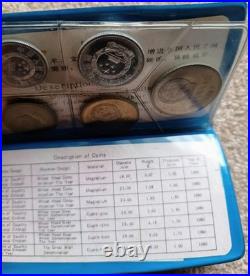 1980 China 7x Coin Mint Set In Original Blue Case