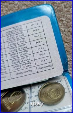 1980 China 7x Coin Mint Set In Original Blue Case