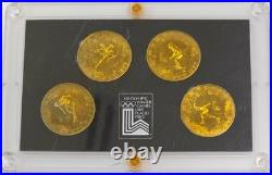 1980 China Lake Placid Olympics 1 Yuan Proof Brass Coins 4 Piece Set In Case