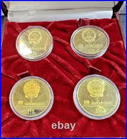 1980 China Lake Placid Winter Olympic Piefort Set 4 Coins 1 Yuan withCOA & Box