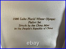 1980 China Lake Placid Winter Olympic Piefort Set 4 Coins 1 Yuan withCOA & Box