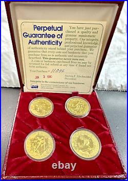 1980 China Lake Placid Winter Olympic Piefort Set 4 Coins 1 Yuan withCOA & Certs