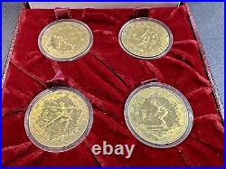 1980 China Lake Placid Winter Olympic Piefort Set 4 Coins 1 Yuan withCOA & Certs