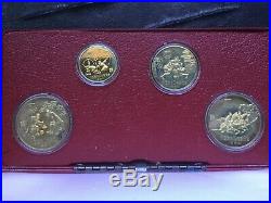 1980 China Olympic 4 Coin 1 Yuan Set RARE Original Case Proofs
