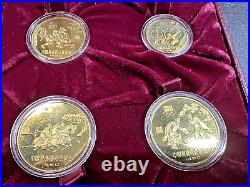 1980 China Olympic Committee Piefort Proof Set 4 Coins 1 Yuan withCOA & Box