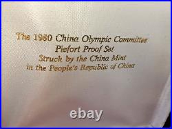 1980 China Olympic Committee Piefort Proof Set 4 Coins 1 Yuan withCOA & Box