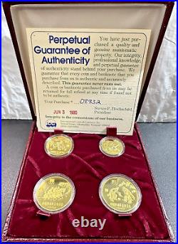 1980 China Olympic Committee Piefort Proof Set 4 Coins 1 Yuan withCOA & Box