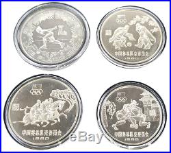 1980 China Olympic Silver Proof 4 Coin Low Mintage Set with Original Display Box