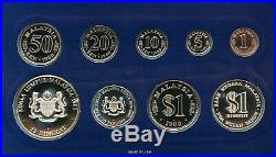 1980 Malaysia 9 Coin Silver Proof Set In Orig Case W Coa