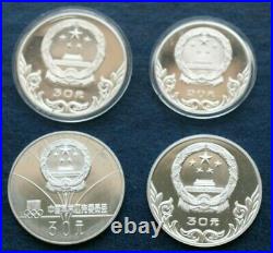 1980 SILVER CHINA 4 COIN OLYMPIC SPORTS PROOF SET BOXED No COA