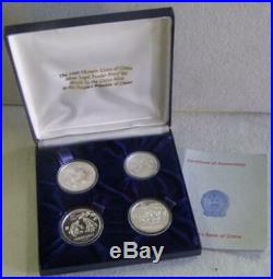 1980 Silver China 4 Coin Olympic Sports Proof Set Boxed & Coa