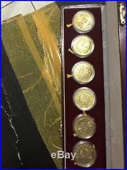 1980s china 7pc lunar brass medal coins set, shanghai mint