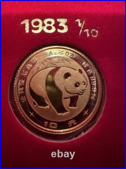 1982 1987 China 10 Yuan 1/10 oz Gold Panda Prestige Set