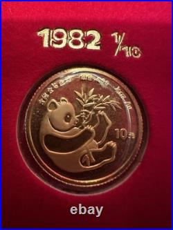 1982 1987 China 10 Yuan 1/10 oz Gold Panda Prestige Set