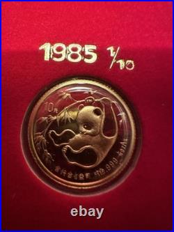 1982 1987 China 10 Yuan 1/10 oz Gold Panda Prestige Set