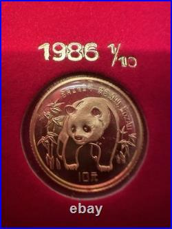 1982 1987 China 10 Yuan 1/10 oz Gold Panda Prestige Set