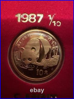 1982 1987 China 10 Yuan 1/10 oz Gold Panda Prestige Set