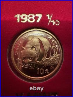 1982 1987 China 10 Yuan 1/10 oz Gold Panda Prestige Set