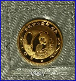 1982-1991 10 pc China Panda 1/10th oz Gold Coin Set. All Gem Coins