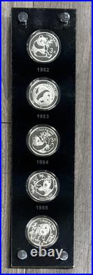 1982-2007 25pcs of China 3 Yuan Silver Proof 25th Anniversary of Panda Set & COA
