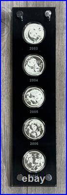 1982-2007 25pcs of China 3 Yuan Silver Proof 25th Anniversary of Panda Set & COA