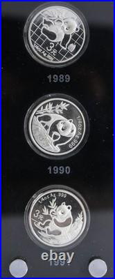 1982-2007 China Panda 25TH Anniversary 25 1/4oz Silver Coin Set withDisplay Box