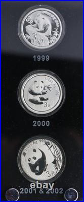 1982-2007 China Panda 25TH Anniversary 25 1/4oz Silver Coin Set withDisplay Box