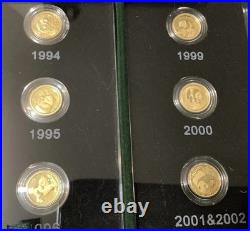 1982-2007 China Panda 25th Anniversary 25 PCs Of 1/25 Oz Gold Coins Set Box Only