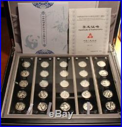 1982-2007 Chinese Panda 1/4 Oz Silver, 3 Yuan Proof 25 Coin 25th Anniversary Set
