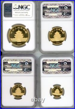 1982 4-COINS GOLD SET 1 1/2 1/4 1/10 Oz. Chinese PANDA NGC MS68 MS-68 CHINA 1982 4-COINS GOLD SET 1 1/2 1/4 1/10 Oz. Chinese PANDA NGC MS68 MS-68 CHINA